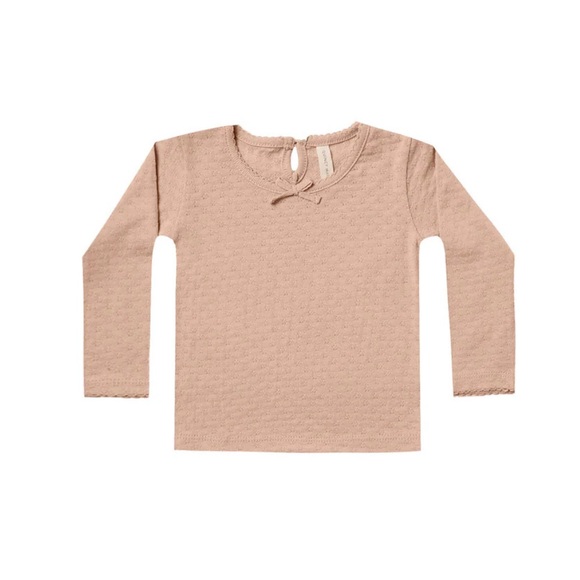 Quincy Mae Pointelle Long Sleeve Set in Blush Pink | size 12-18M - Picture 2 of 5